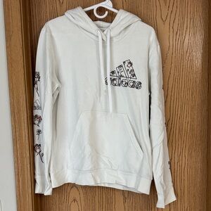 Adidas White Hoodie with Floral Accents